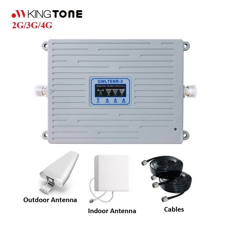 New GWLTENR-3 Grey Mobile Amplifier 3-Bands Repeater 900 1800 2100 GSM DCS WCDMA 2G/3G/4G Cell Phone Signal Booster for Home